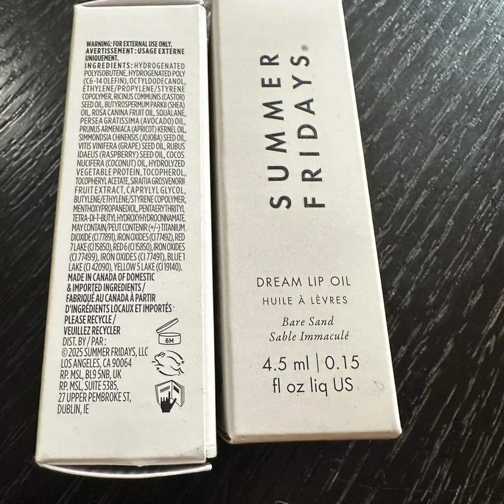 Summer Fridays‎ Dream Lip Oil Set Warm Beige and Bare Sand 0.15oz New In Box